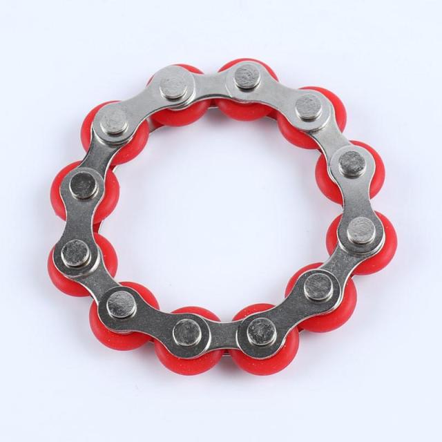 Red 12 Knots Bracelet Bike Chain Fidget Toy for Stress Relief